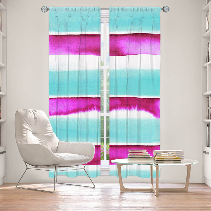 Paire de rideaux obscurcissant et isolant avec passe-tringle, L 20 po x L 82 po, Fuchsia / turquoise