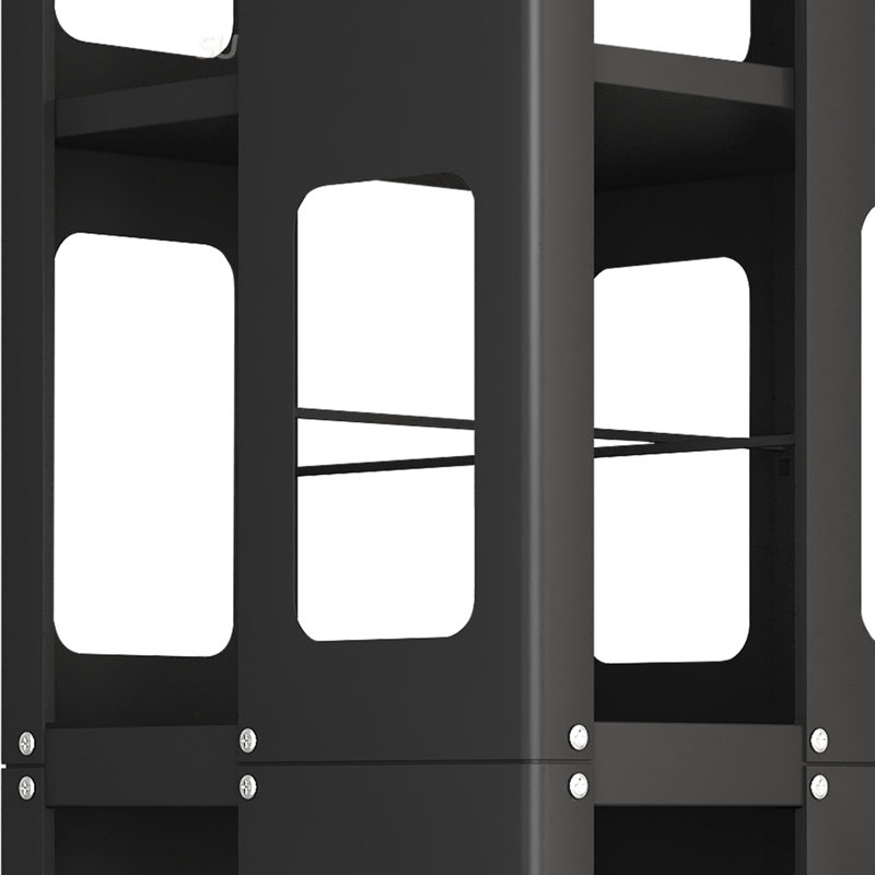 4-Tier All-Steel Rotating Bookshelf With 360° Wheels, Large Size Sturdy & Spacious Book Rack, Easy Assembly, Black