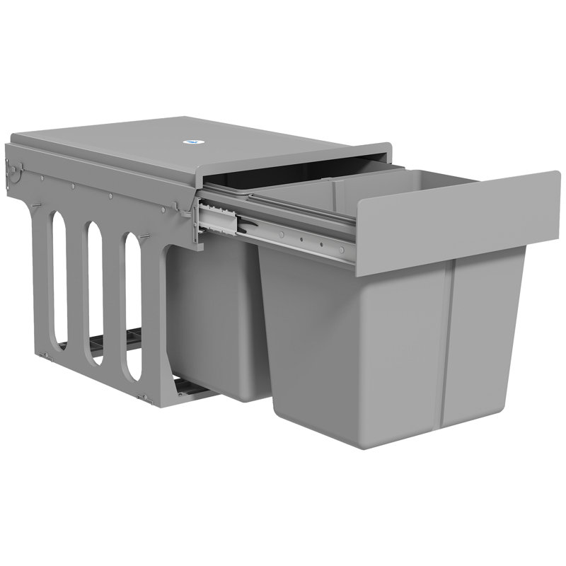 Plastic, Metal Open Pull Out Rubbish Bin - 30L