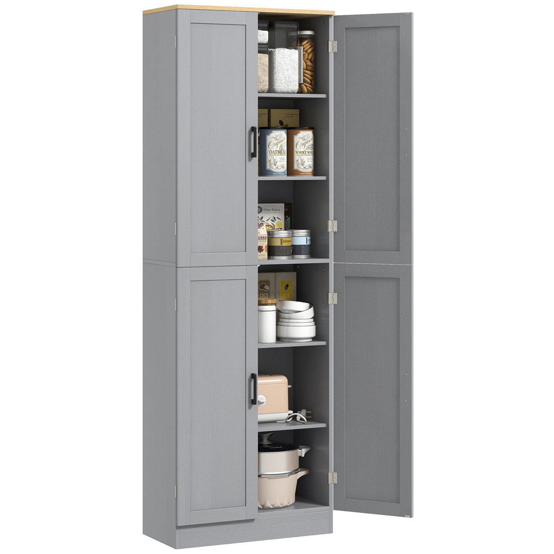 67" Kitchen Pantry Storage Cabinet w/ Shelves, Distressed Gray Winston Porter
