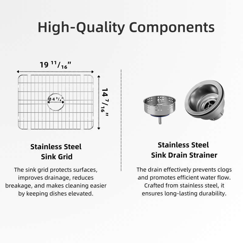 Los Flexi White Undermount Kitchen Sink, Rectangular Single Bowl, Standard Kit, 24'' L x 19'' W x 10″ H