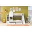 Lit superposé simple au-dessus d'un lit simple de style château avec 2 tiroirs, 3 tablettes et glissade pour une chambre d'enfant amusante et fonctionnelle-57336901-57336899