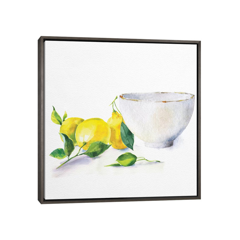 «Lemon Bowl» par Nikki Chu - impression, H 26 po x l 26 po x P 1,5 po, Cadre rustique foncé