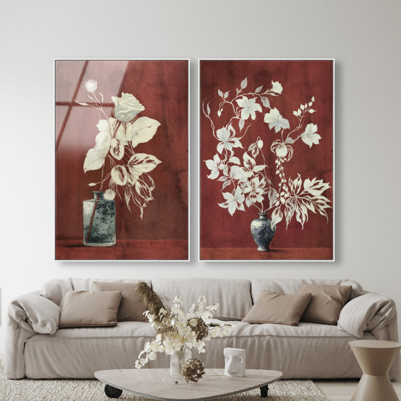 Romance Vases Set High-Gloss Acrylic Glass Wall Art Floral & Botanical Print by Oliver Gal, Ready to Hang, 10 x 15