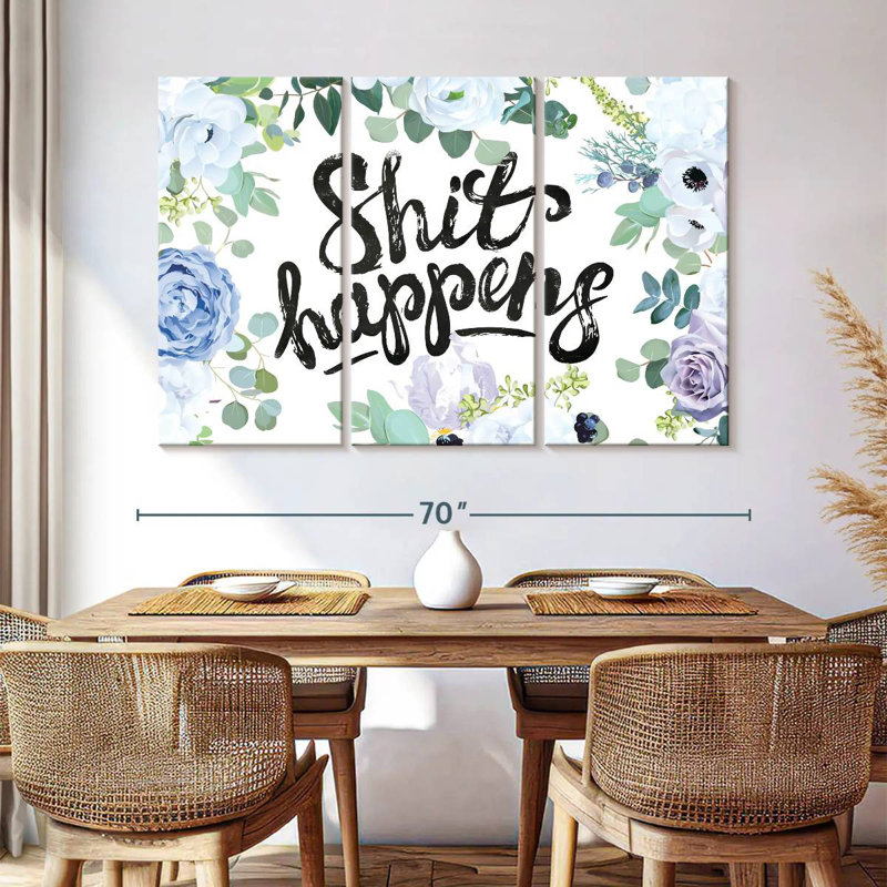 Floral, merde, typographie, H 42 po x l 65 po