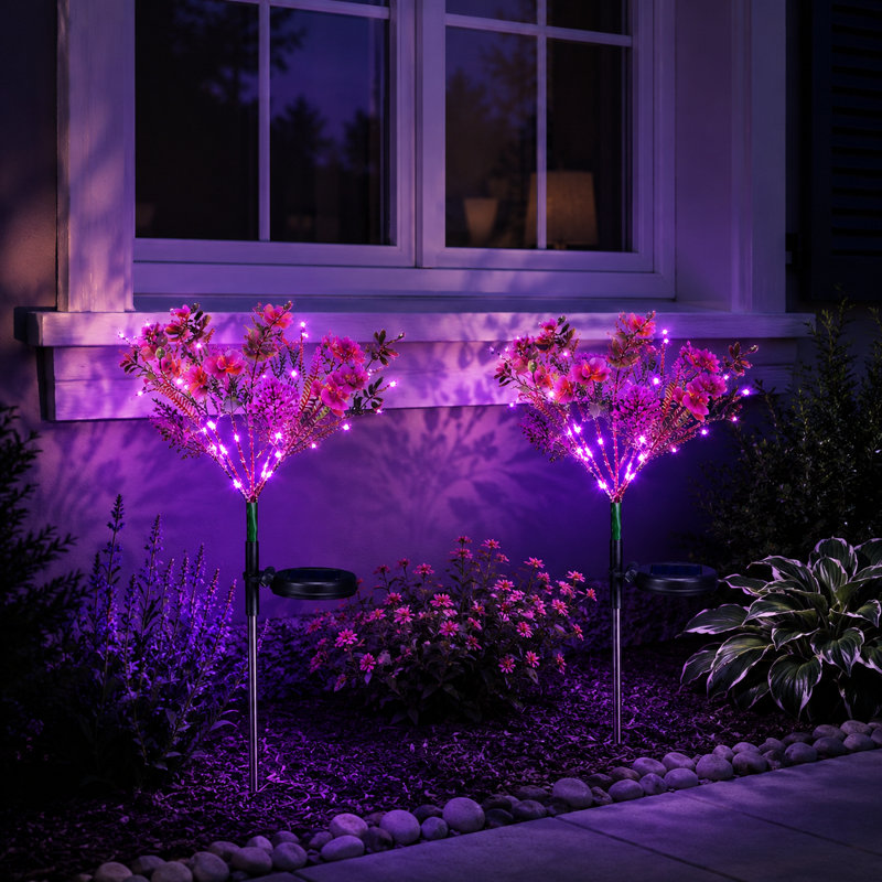 Solar Phalaenopsis Flower Garden Stake Lights Outdoor Waterproof LED Decor for Yard Patio and Lawn