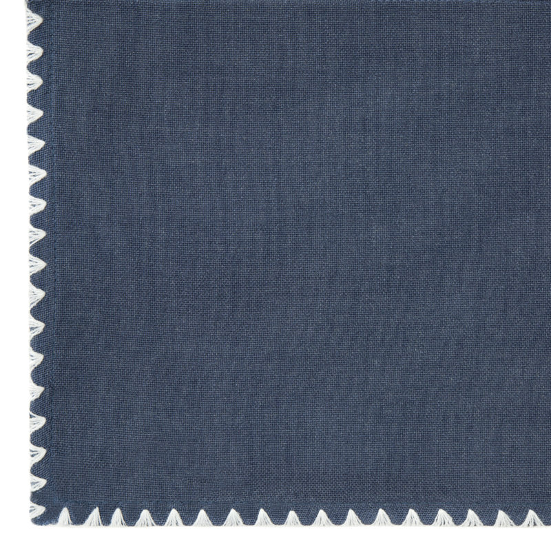Blue Polyester Light-Filtering Rod Pocket Kitchen Curtain Set