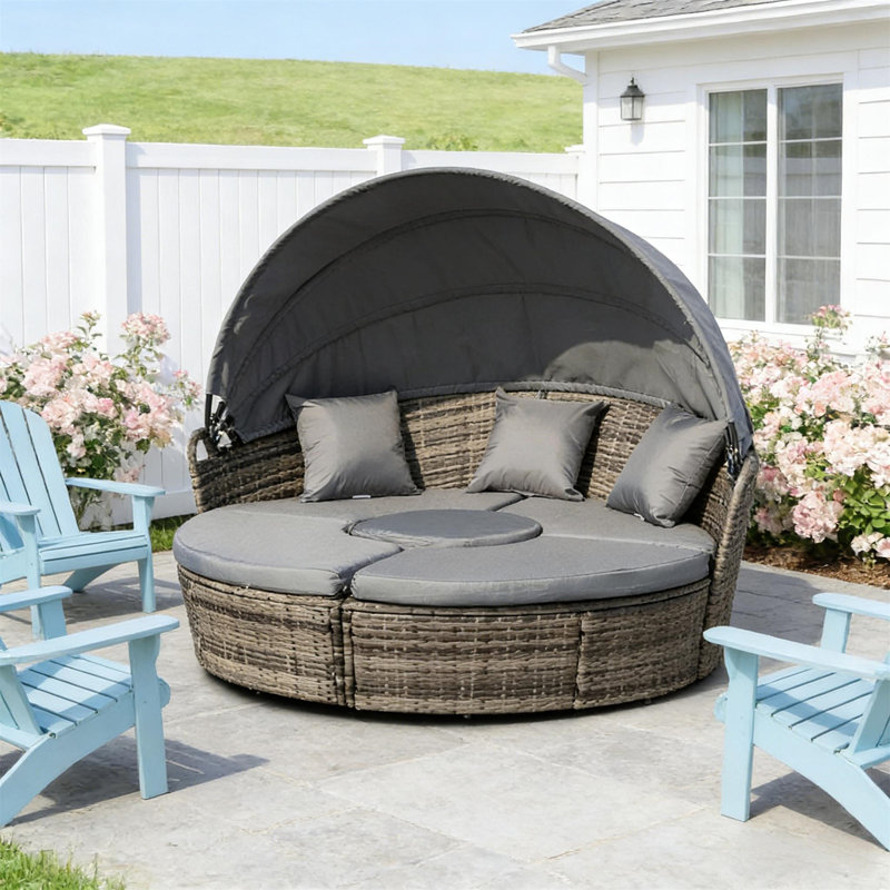Stylish Outdoor Furniture Conversation Sets, Dark Gray Cushion/Brown Frame