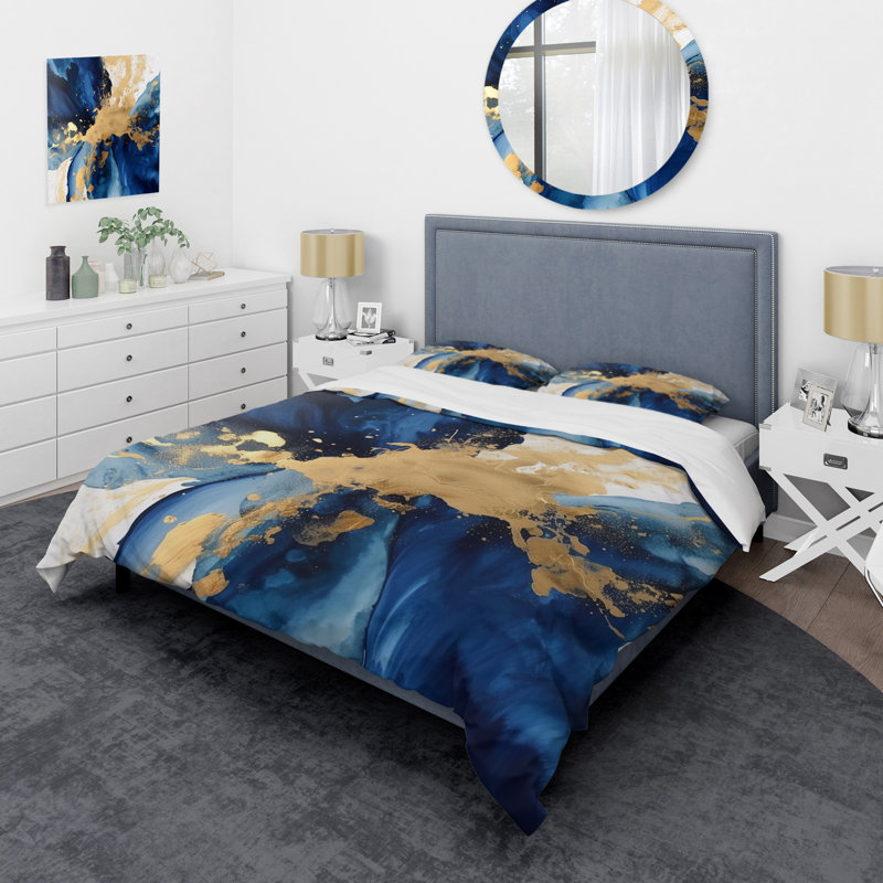 Ensemble de housse de couette en microfibre / polyester foncé foncé et doré