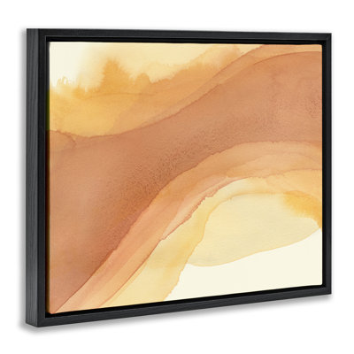 Splashed Orange Movement Gold Framed Floater Canvas Wall Art by Grace Popp