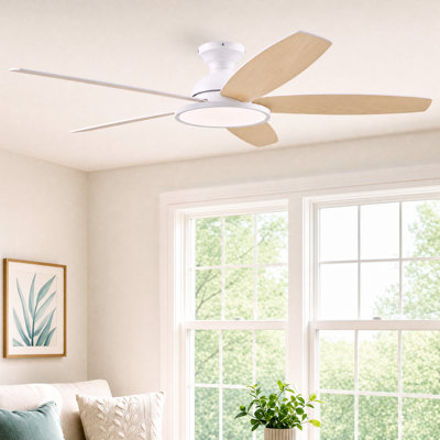 Flush Mount Ceiling Fan with LED Light and Remote
