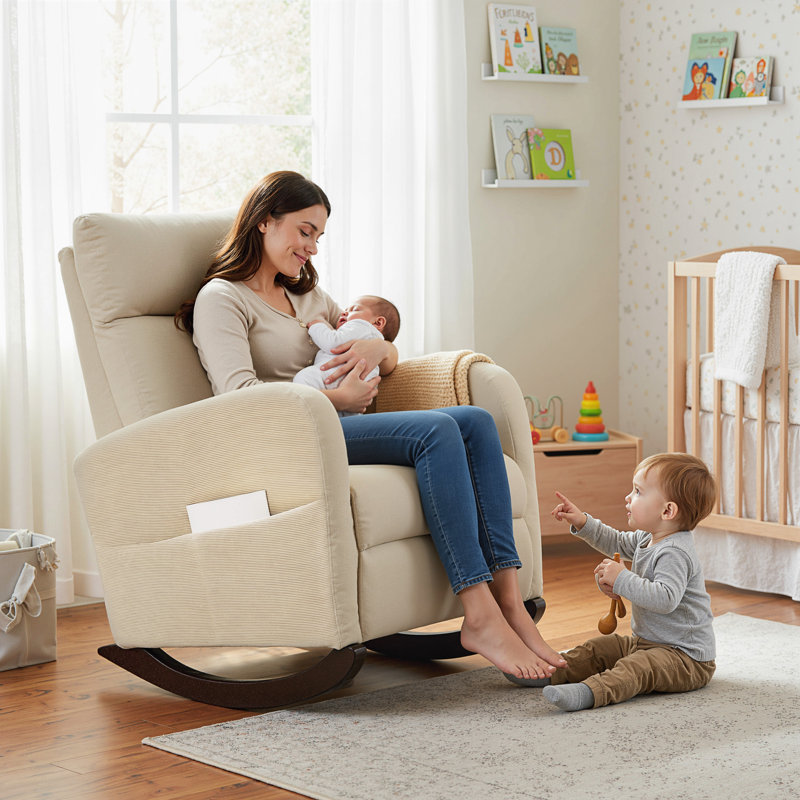 Solid Wood Rocking Chair, Beige