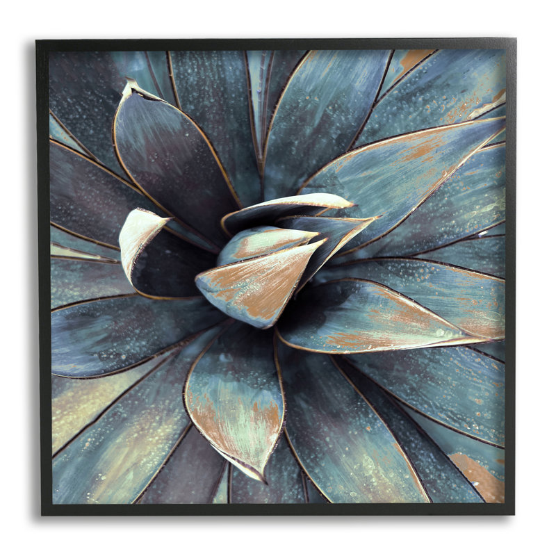 Modern Tropical Petals Abstract Canvas Art in Blue and Brown