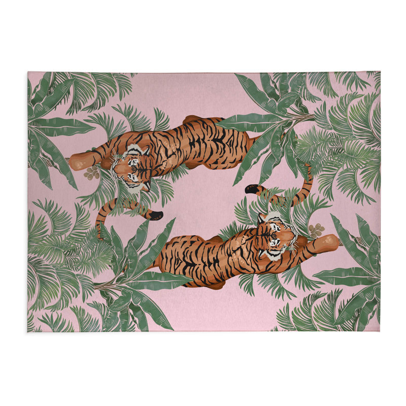 Rumble In the Jungle Indoor Non-Slip Area Rug, Rectangle 8' x 10'