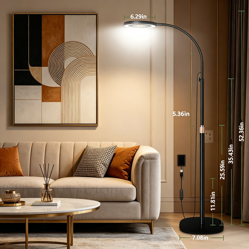 Lampe de sol à DEL avec loupe - grossissement 10X et 30X, modes de couleur réglables, col-de-cygne flexible pour le travail à proximité mains libres, l'artisanat, les bijoux et les tâches esthétiques