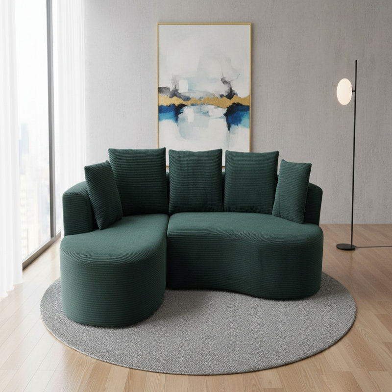 Ensemble de canapé modulaire courbé 2 pièces avec coussins, mobilier de salon ergonomique minimaliste, sièges modernes, sans assemblage, canapé et méridienne