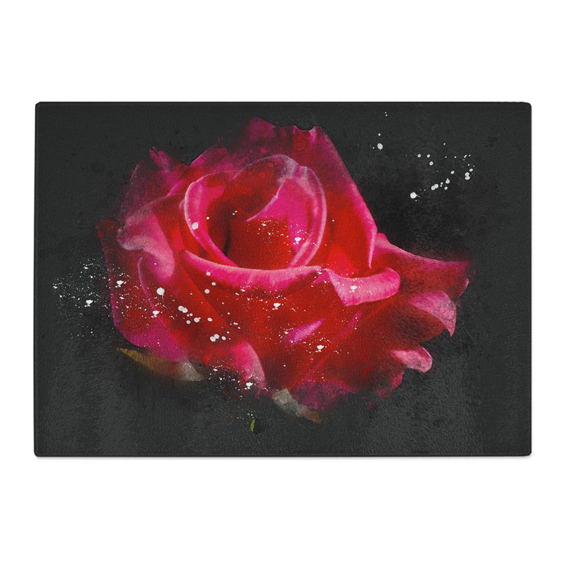 Rose Flower Vol.2 Paint Splash Chopping Board, 0.4cm H x 28.5cm W x 39cm L