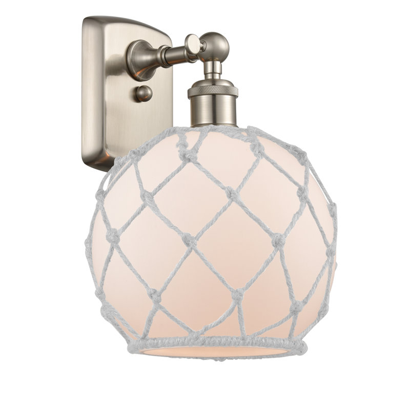 Applique murale articulée à 1 lumière Larocque, Blanc avec corde blanche, Ampoule DEL 6 watts Vinage, Nickel satiné brossé