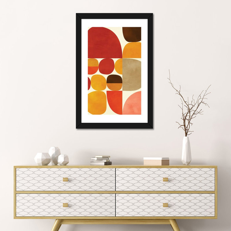 «Mid Century Modern V» par Ana Rut Bré - impression d'art graphique, H 24 po x l 16 po x P 1 po, Papier encadré noir, Blanc