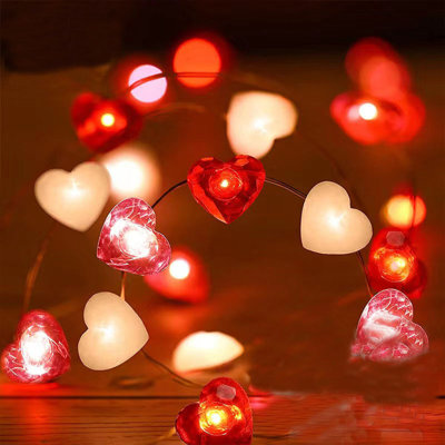 Valentines Day Decor Valentines Day Heart Lights Red White Valentines Decor String Lights Romantic Valentines