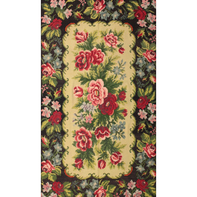 Tapis traditionnel vert / rouge / rose Alima