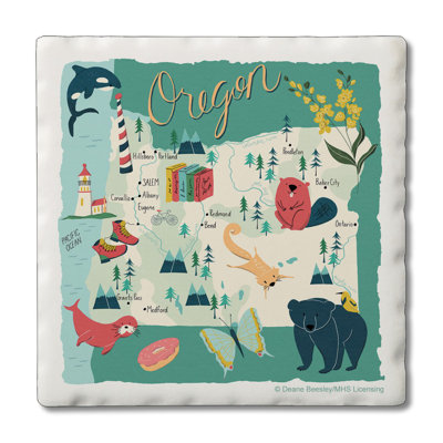 Oregon Home 4 Piece Tumbled Tile Coaster Set