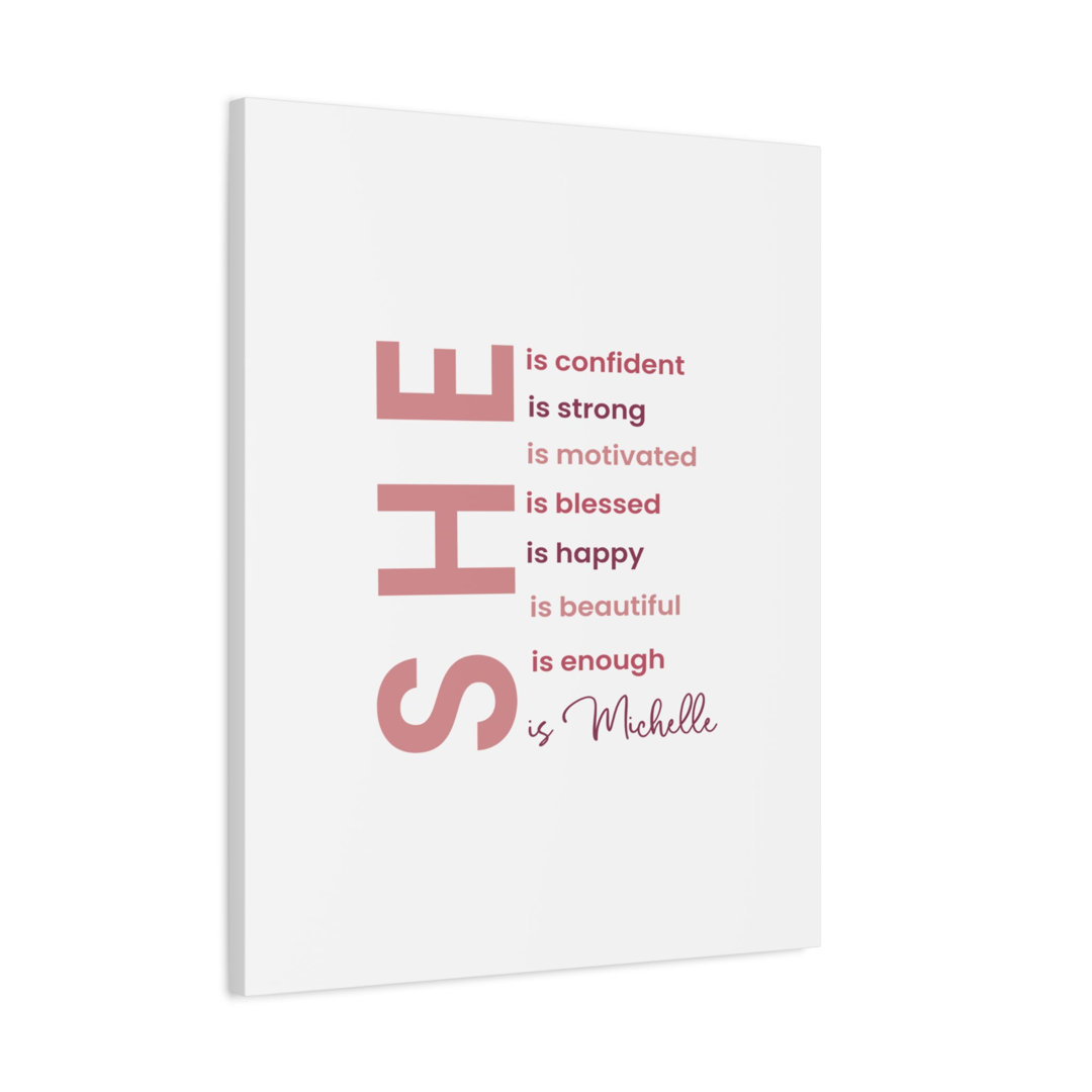 Personalized SHE Is Canvas Wall Art Uplifting and Motivational Decor for Women