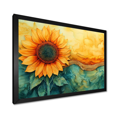 Doren tournesols champ au lever du soleil rivière I - tournesols, art mural