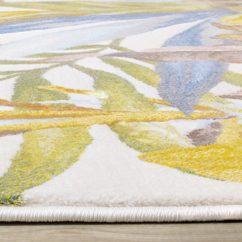 Tapis floral vert / bleu Grogg, Rectangle 7 pi 10 po x 10 pi 10 po