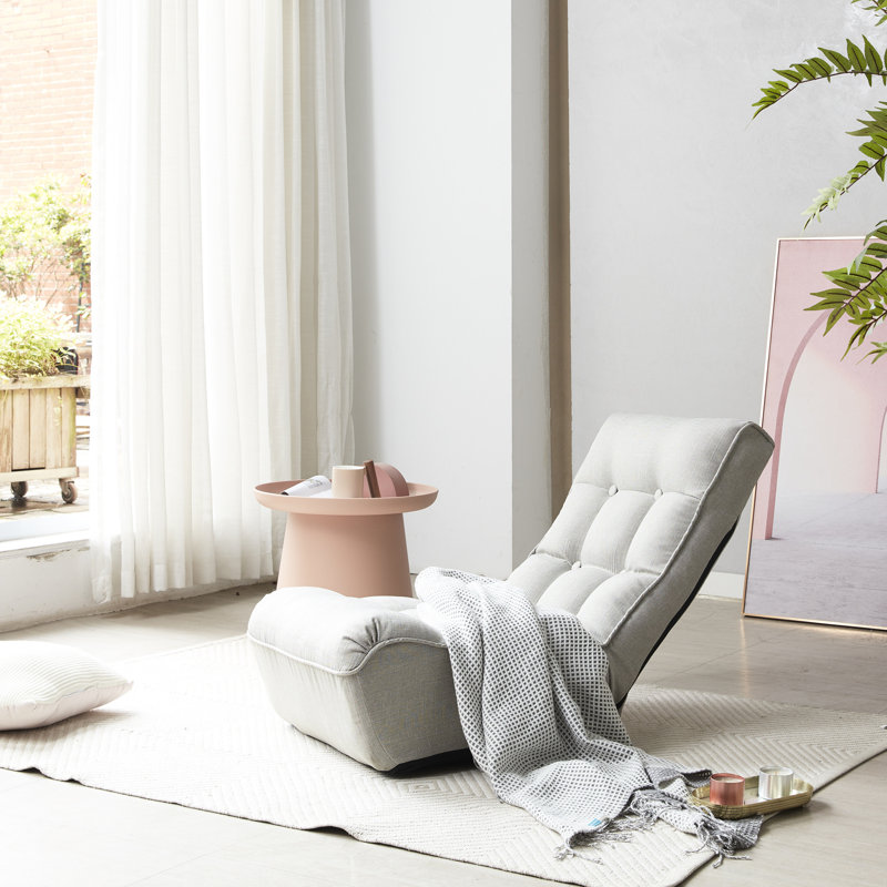 Chaise inclinable en métal pour regarder la télévision - Chaise de plancher grise et en lin, conception peu encombrante