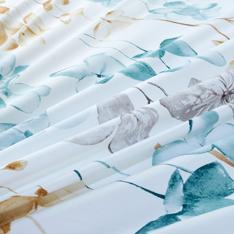 100% Long Staple Cotton Duvet Cover Set Certified Cotton 500 TC 3 Piece，Queen Size, White/Yellow/Sky Blue