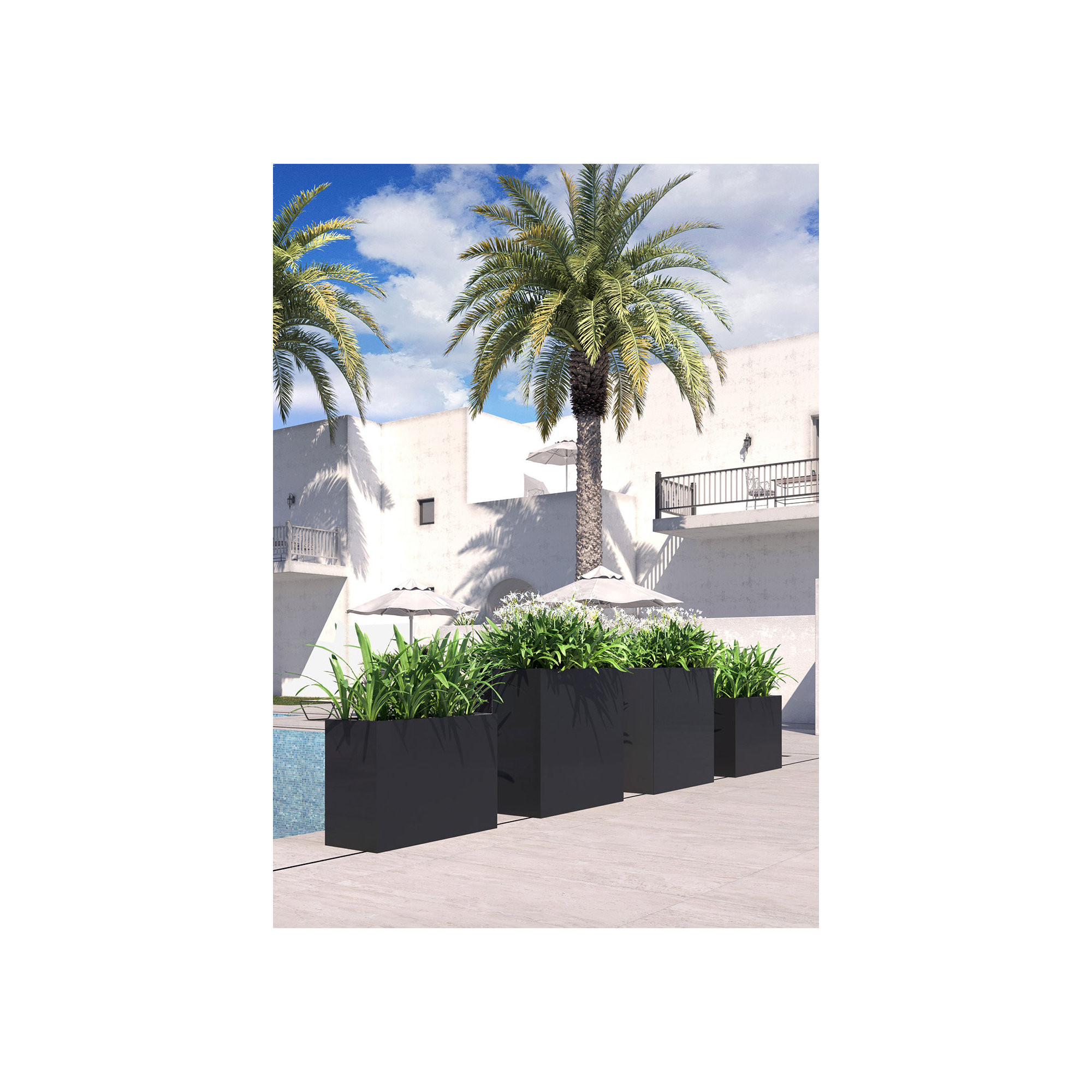 Kenroy Planter Box, Black, 26" H x 39.5" W x 14" D