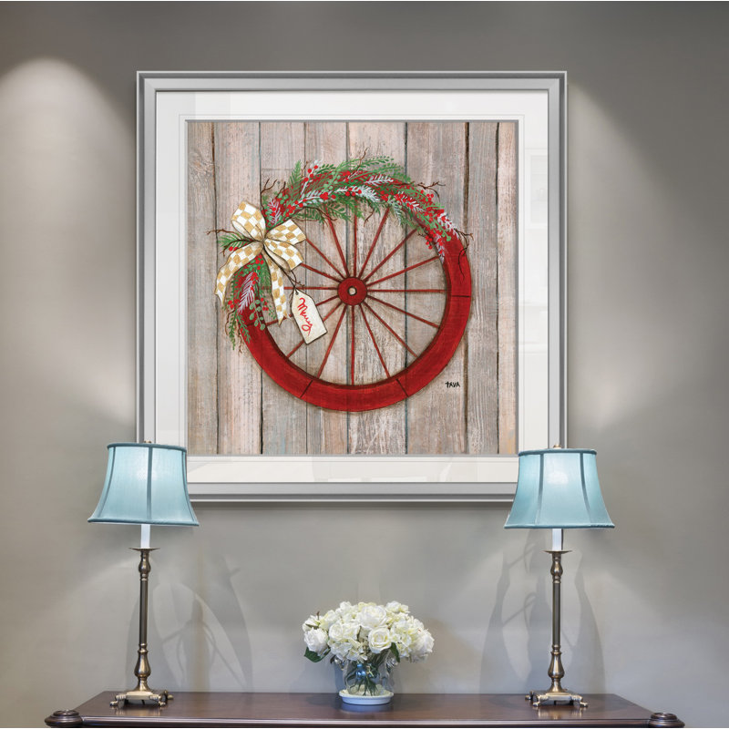 « christmas wheel », peinture, H 24 po x l 24 po x P 1,5 po, Encadrement argenté