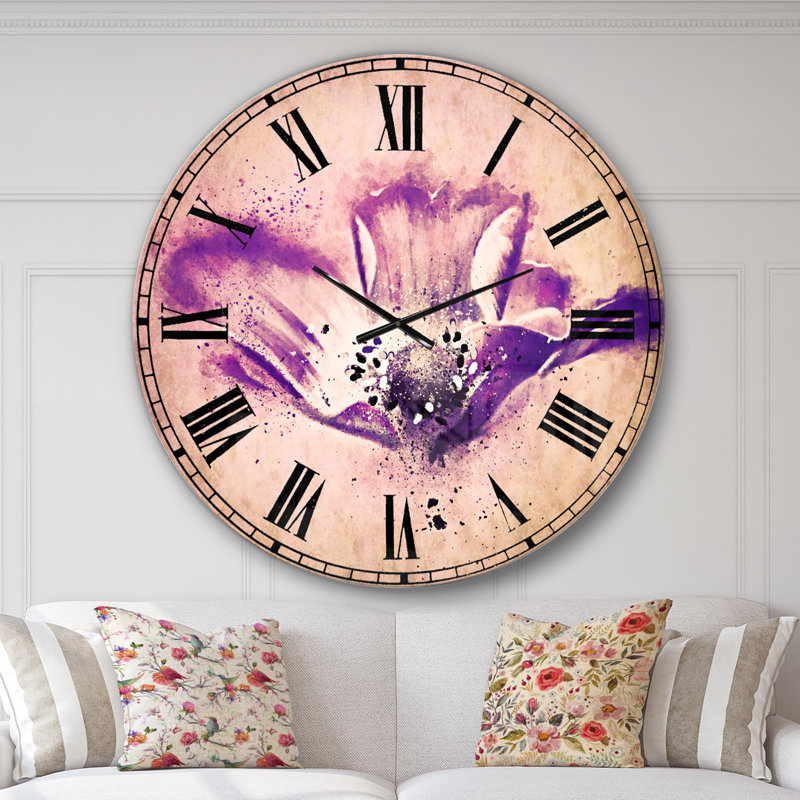 Aquarelle stylisée coquelicot - horloge murale traditionnelle, Surdimensionné