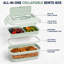 Boîte à bento pliable en silicone avec ustensiles et couvercle à fermeture à pression