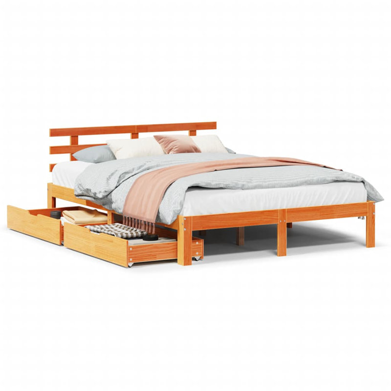 Aarunya Solid Wood Storage Bed, 69.5cm H x 205.5cm W x 153.5cm D