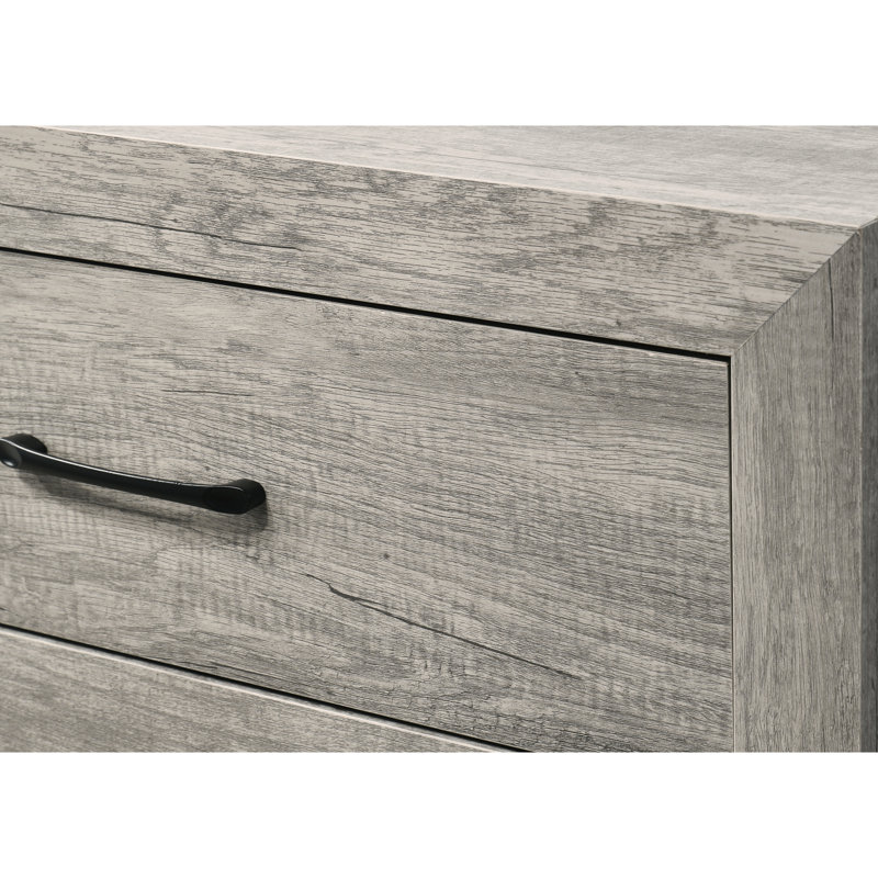 Table de chevet à deux tiroirs de style rustique gris contemporain et finition grain de bois pour la chambre à coucher, largeur de 15,9 po, H 21,6 po x H 23,6 po