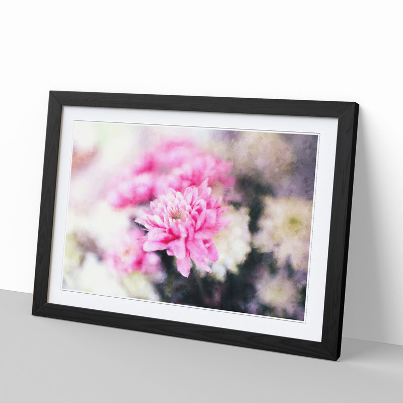 Pink and White Flowers - Picture Frame Graphic Art, 36cm H x 48cm W x 2cm D, Black Framed