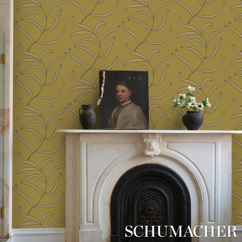 Schumacher x Neisha Crosland Caterpillar Leaf Wallpaper, Tomato