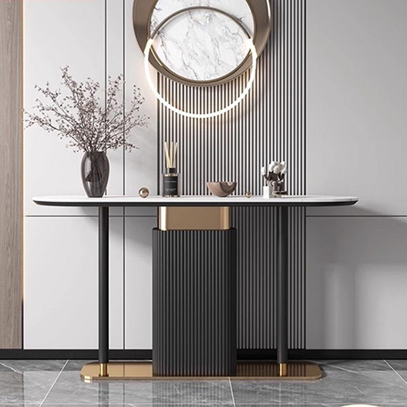Console sophistiquée et tendance, H 33,46 po x l 59,06 po x P 13,78 po, Noir et or
