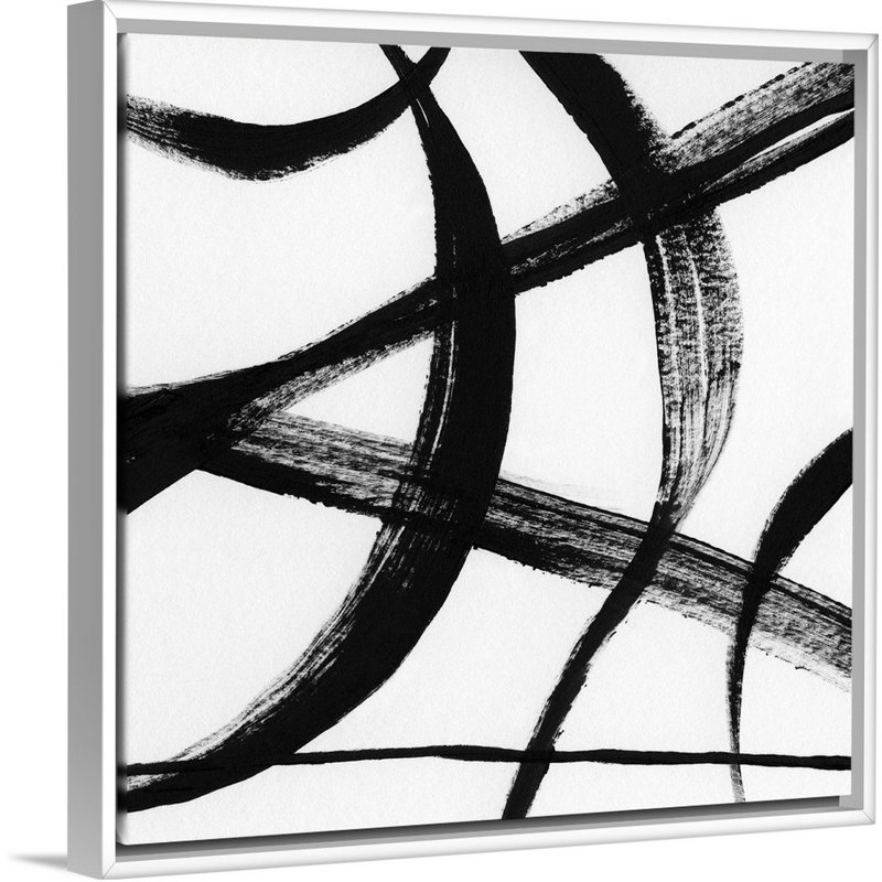 Gestural Marks I - reproduction d'art sur toile, H 21,7 po x l 21,7 po x P 1,75 po, Cadre flottant blanc