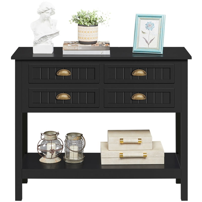 Aarika  39.5'' W  Console Table With  4-Drawer, Black