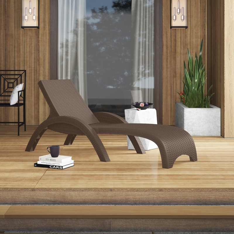 Schroder Outdoor Chaise Lounge, Brown