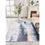 Tapis à motif abstrait gris et bleu lavable à la machine-1200867370