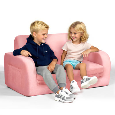 3-in-1 Convertible Kids Couch, Flip Open Lounger & Sofa Bed, Machine-Washable by Zoomie Kids