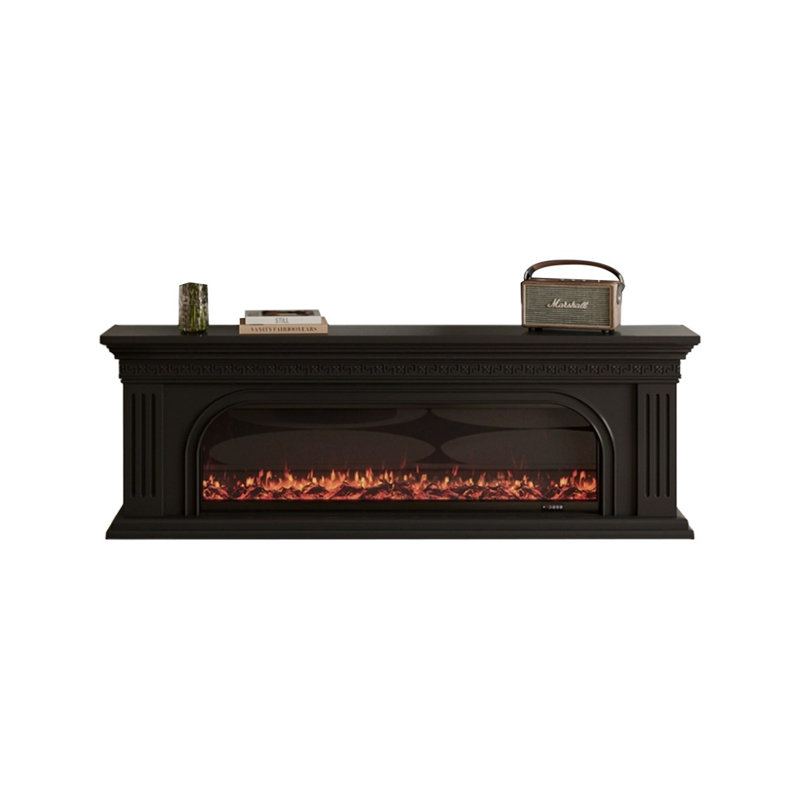 Black Solid Wood Freestanding Fireplace
