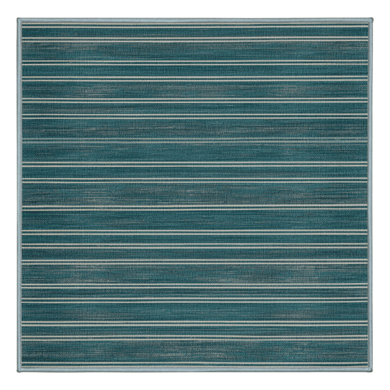  Tapis lavable rayé gris clair sarcelle, Rectangulaire 2 pi x 3 pi