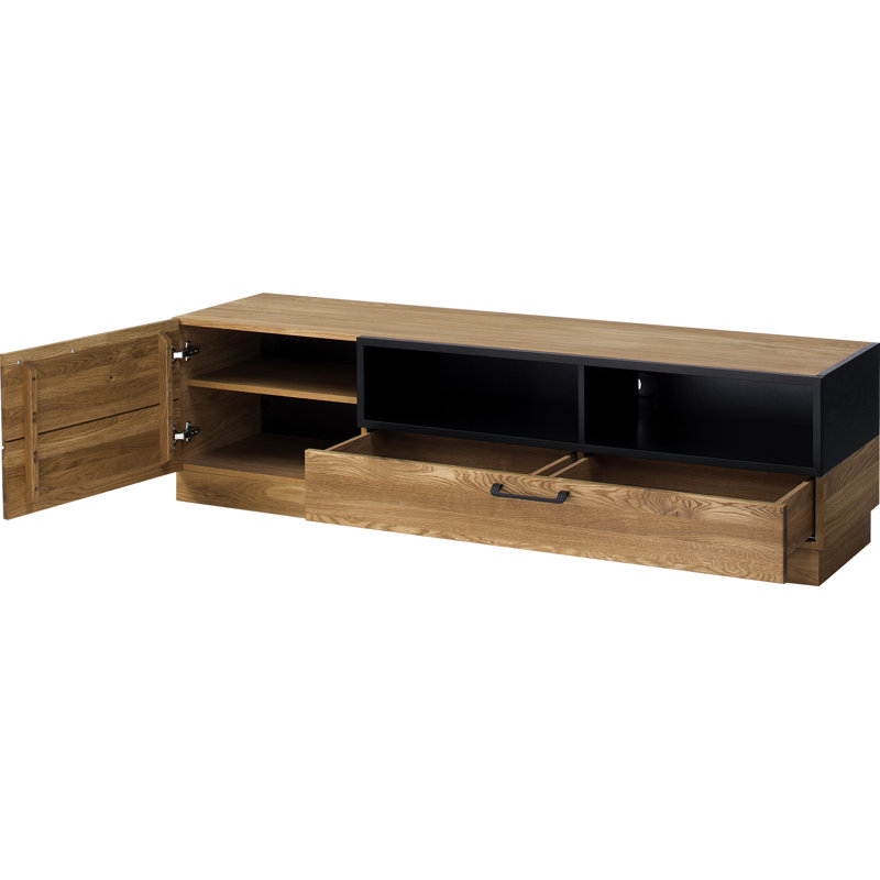 MOSAIC Manufactured + Solid Oak Wood 1-Door 1-Drawer TV Stand for TVs up to 78"