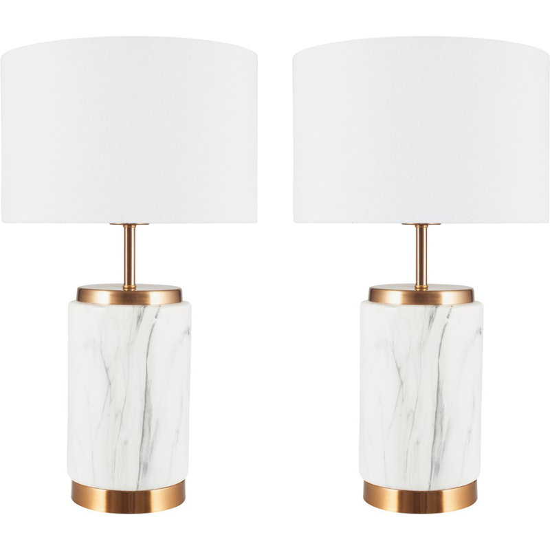 Bellamee Ceramic Table Lamp, White, Gold