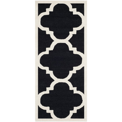 Cannen Hand-Tufted Wool Black/Ivory Area Rug